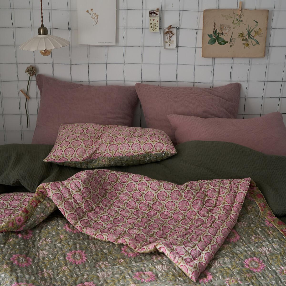 Casaluce Floral Block Print 100% Cotton Cushion Cover – image 6