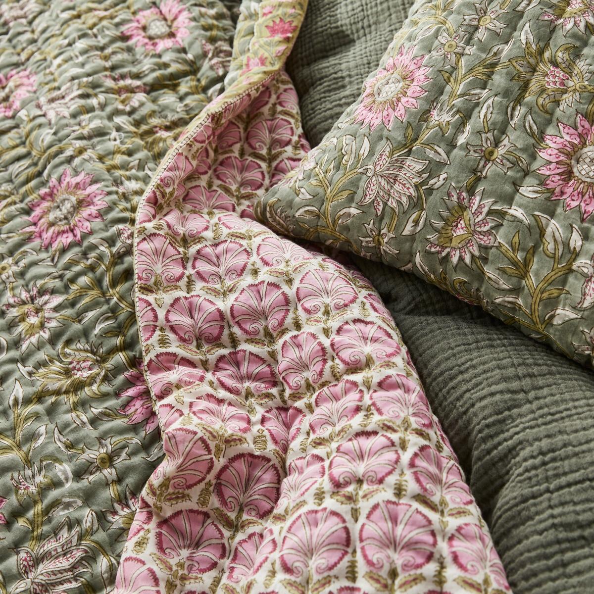 Casaluce Floral Block Print 100% Cotton Cushion Cover – image 7