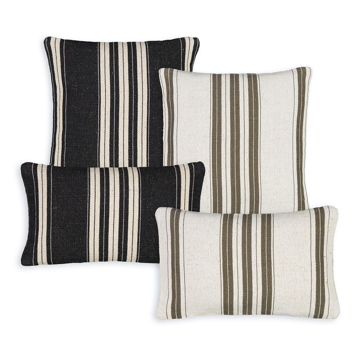 Minille Rectangular Striped Cotton & Jute Cushion Cover – image 3