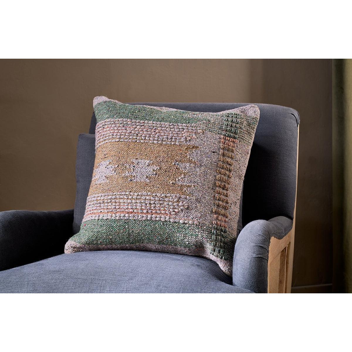 Nkuku Jashar Recycled Wool Cushion Cover | Textiles | Mustard/Moss/Natural | 60 x 40 cm – image 2