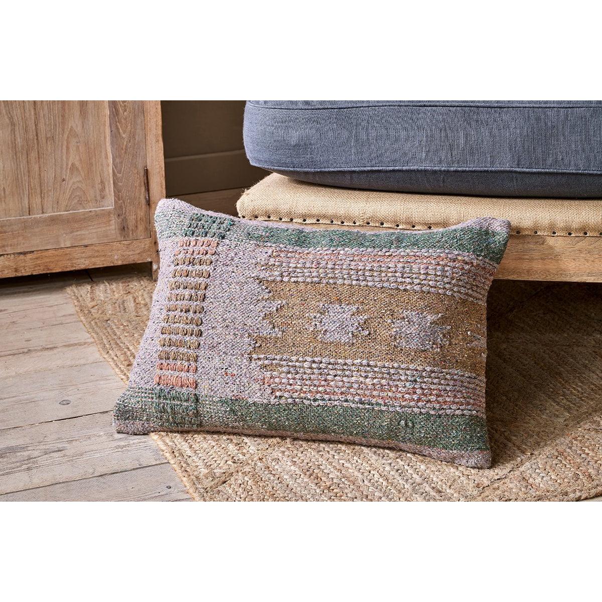 Nkuku Jashar Recycled Wool Cushion Cover | Textiles | Mustard/Moss/Natural | 60 x 40 cm – image 3