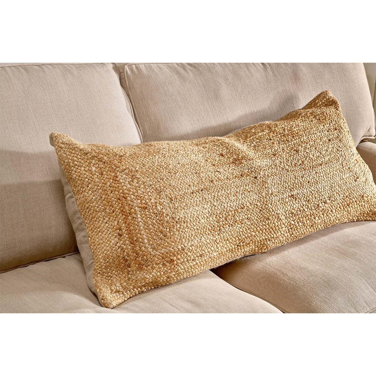 Nkuku Barjora Braided Hemp Long Cushion Cover | Textiles | Natural | 48 x 110 cm – image 2
