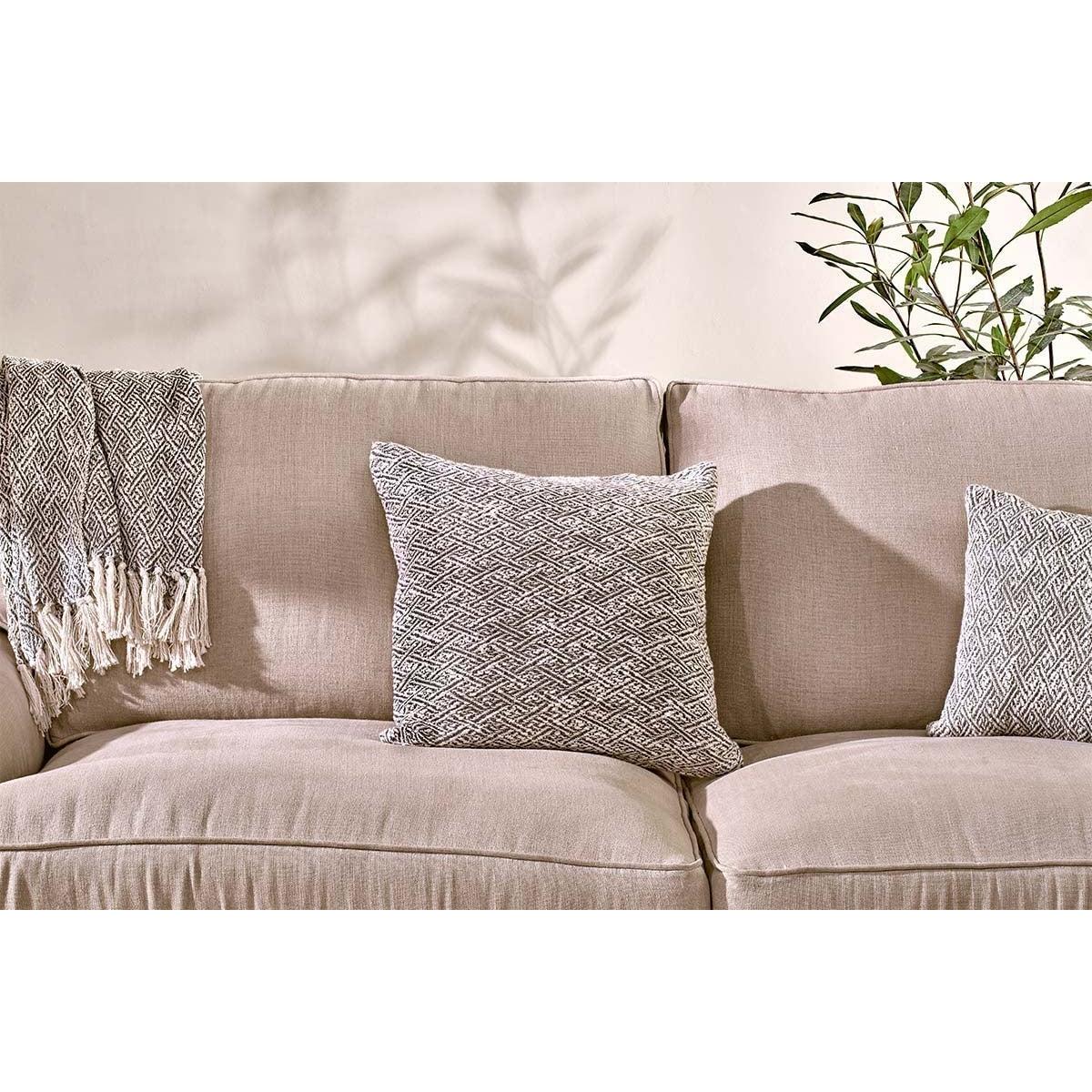 Nkuku Kunvar Recycled Cotton Cushion Cover | Textiles | Natural/Black | Square – image 2