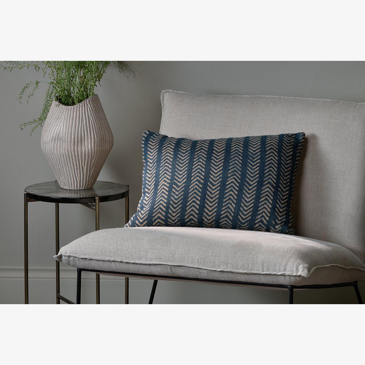 Nkuku Yashmi Cushion Cover | Textiles | Natural/Dark Blue | 60 x 40 cm – image 1