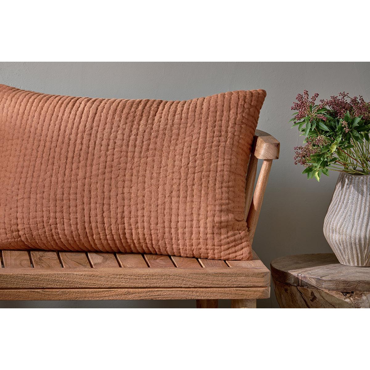 Nkuku Deuli Linen Cushion Cover | Textiles | Rust | 60 x 40 cm – image 3