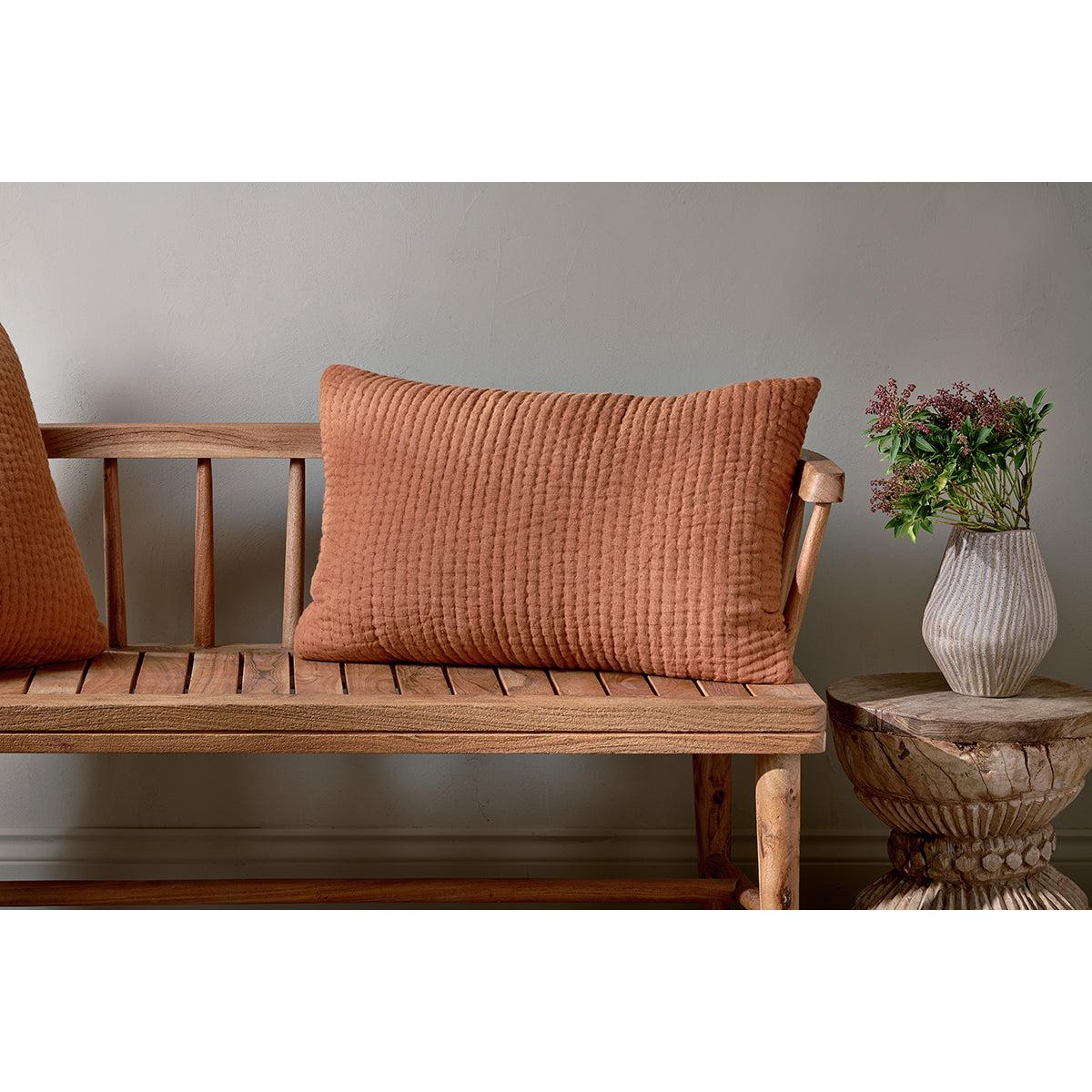 Nkuku Deuli Linen Cushion Cover | Textiles | Rust | 60 x 40 cm – image 5