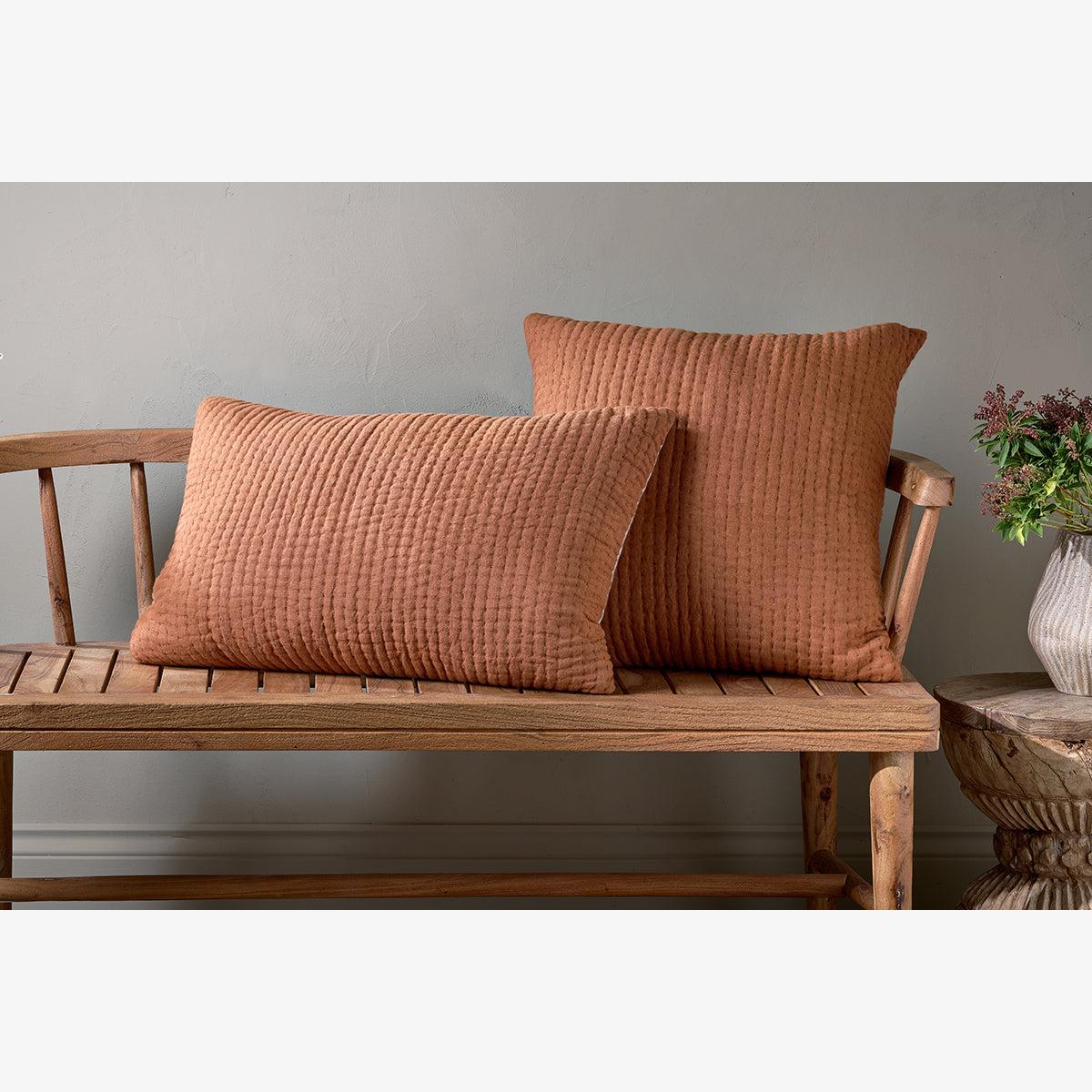 Nkuku Deuli Linen Cushion Cover | Textiles | Rust | 60 x 40 cm – image 1