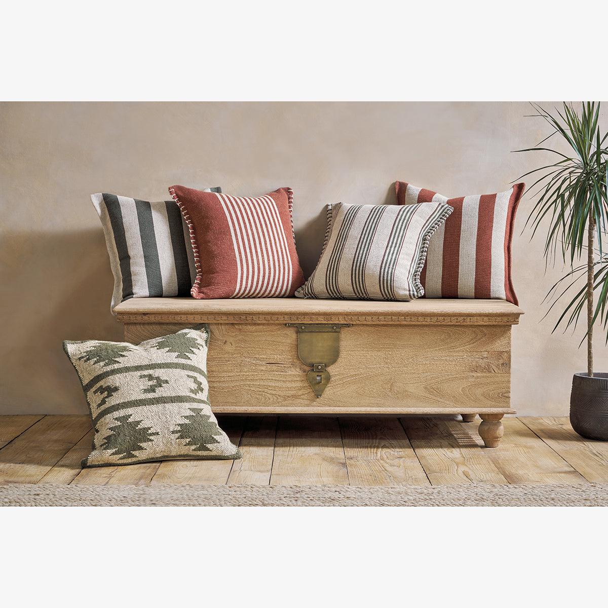Nkuku Kobbari Jute & Cotton Cushion Cover | Textiles | Rich Green | 50 x 50 cm – image 1