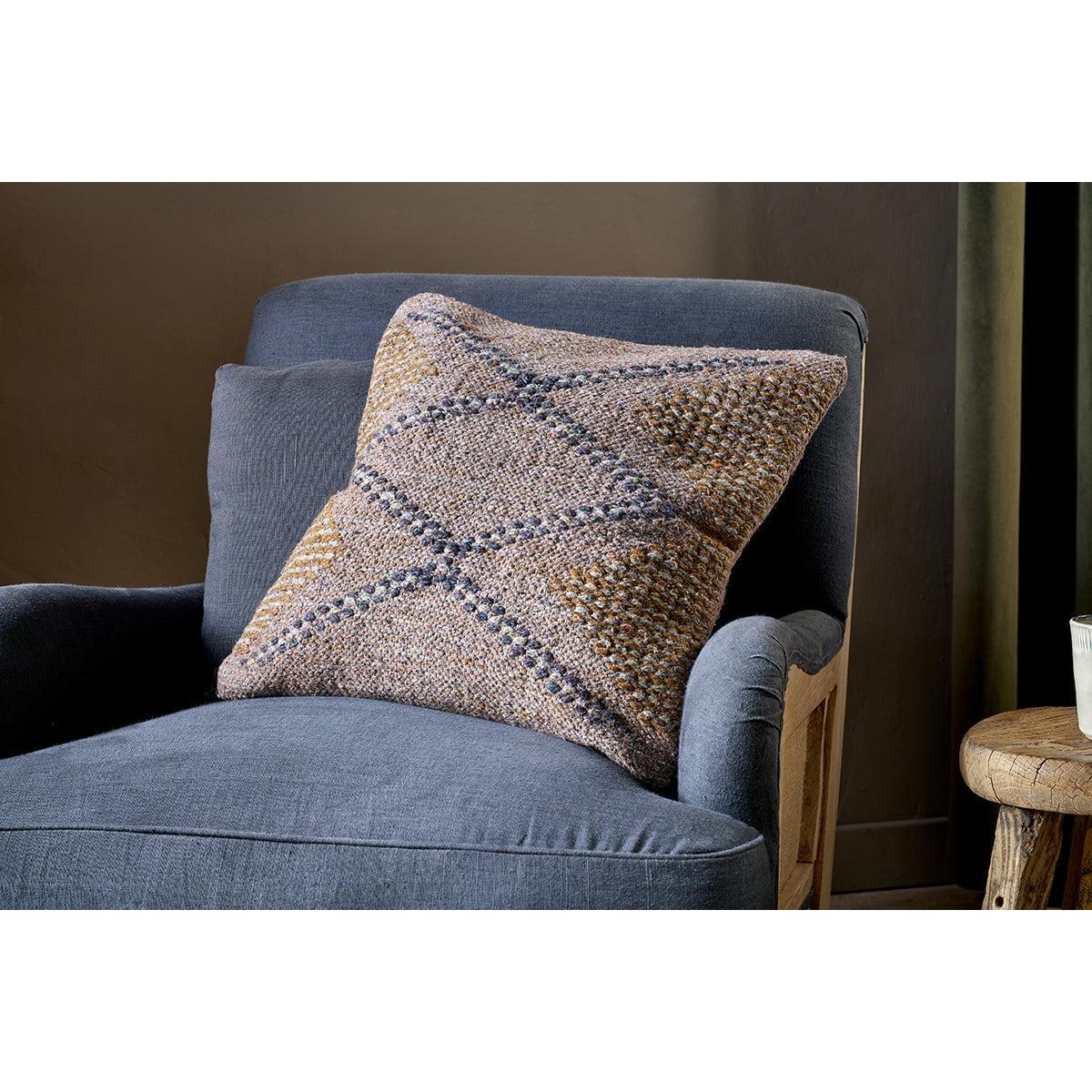 Nkuku Telami Recycled Wool Cushion Cover | Textiles | Mustard/Natural | 50 x 50 cm – image 2