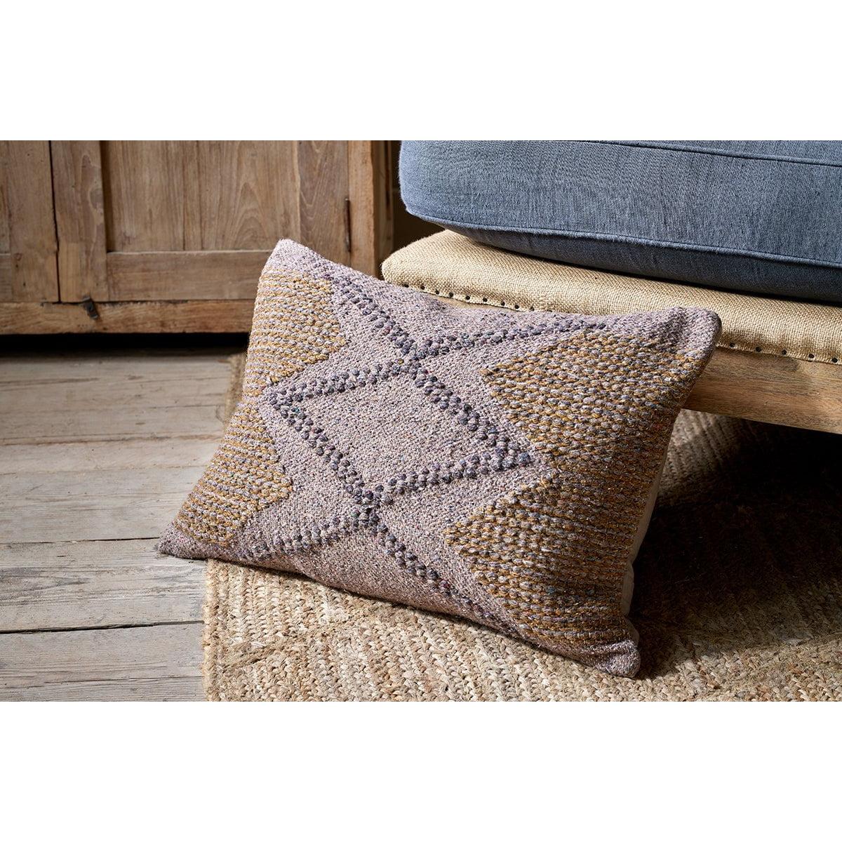Nkuku Telami Recycled Wool Cushion Cover | Textiles | Mustard/Natural | 50 x 50 cm – image 3