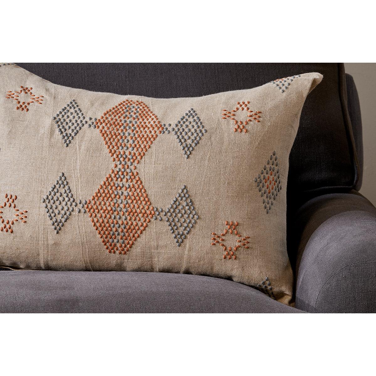 Nkuku Ekta Embroidered Linen Cushion Cover | Textiles | Natural | 50 x 50 cm – image 5