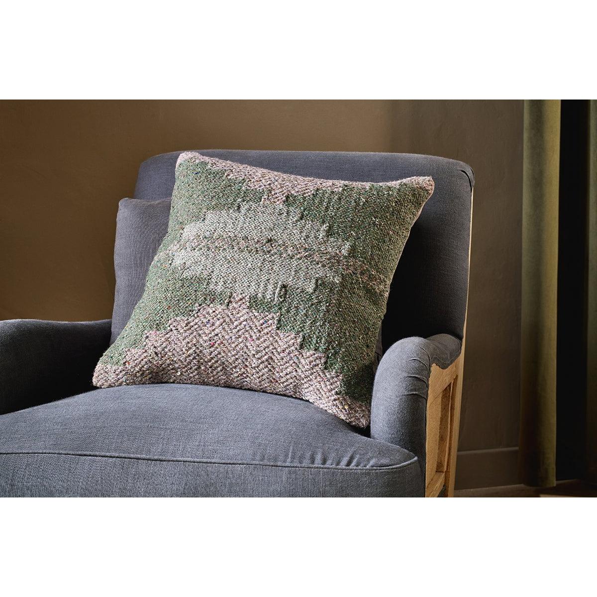 Nkuku Dhanda Recycled Wool Cushion Cover | Textiles | Moss/Natural | 60 x 40 cm – image 2