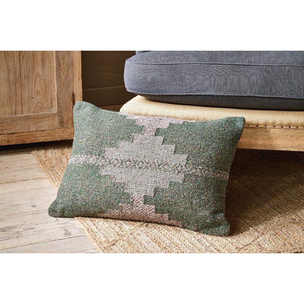 Nkuku Dhanda Recycled Wool Cushion Cover | Textiles | Moss/Natural | 60 x 40 cm – image 3