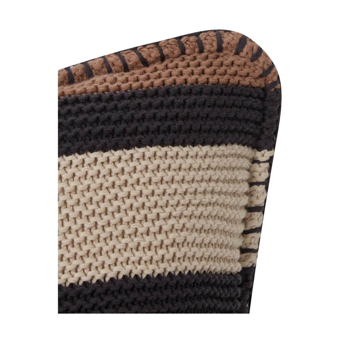 Lexington Striped Knitted Cotton cushion cover 50x50 cm Brown-dark grey-light beige – image 2