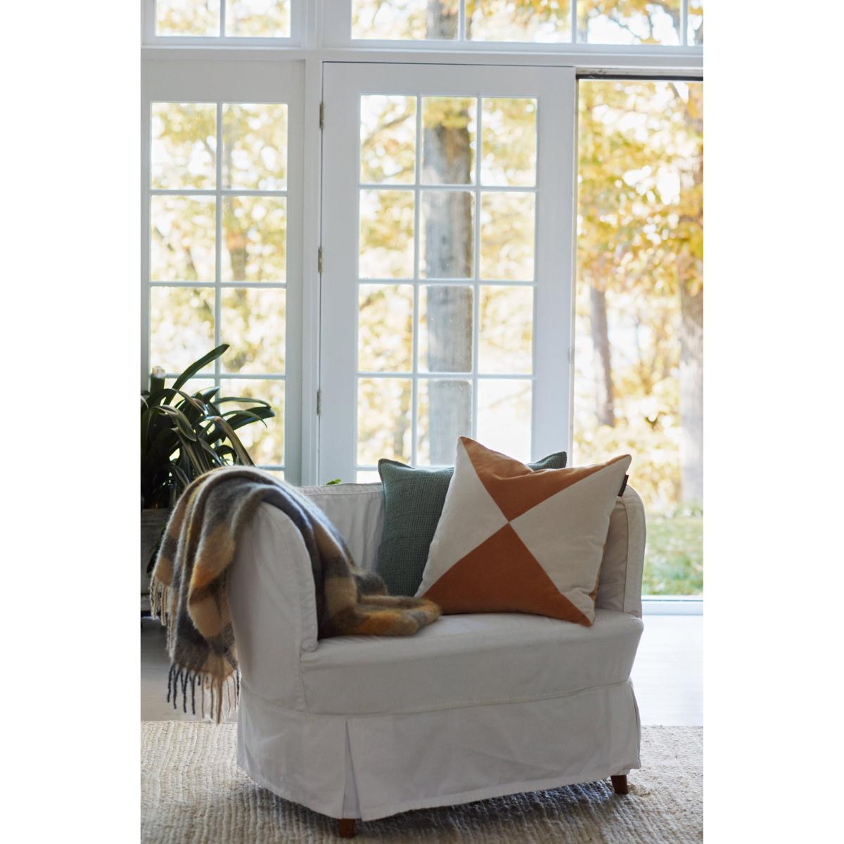 Lexington Patched Organic Cotton Velvet cushion cover 50x50 cm Mustard-light beige – image 5