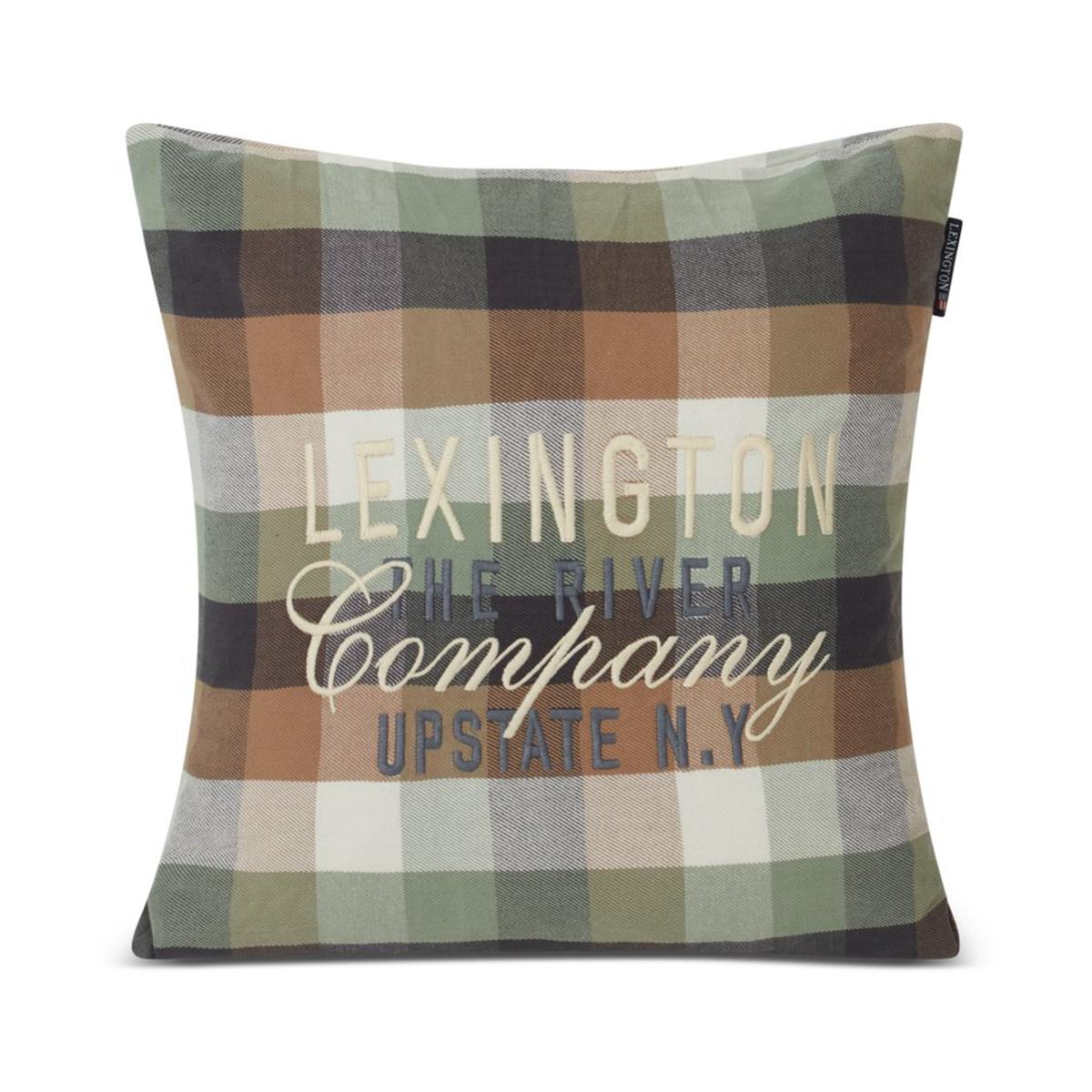 Lexington Checked Cotton Flannel Logo cushion cover 50x50 cm Beige – image 2