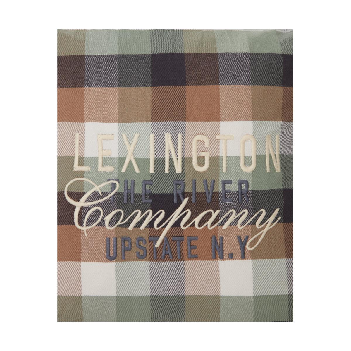 Lexington Checked Cotton Flannel Logo cushion cover 50x50 cm Beige – image 3