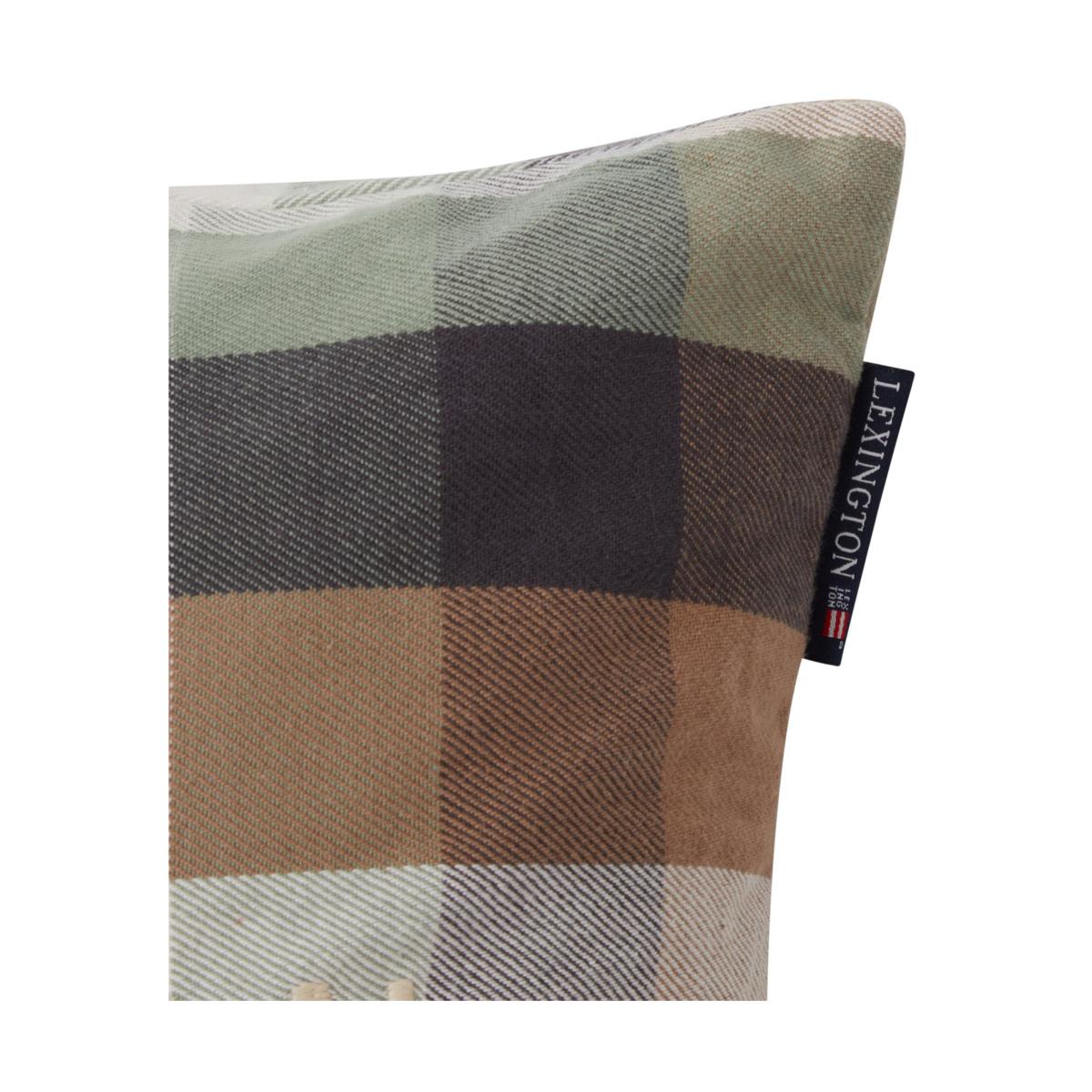 Lexington Checked Cotton Flannel Logo cushion cover 50x50 cm Beige – image 4