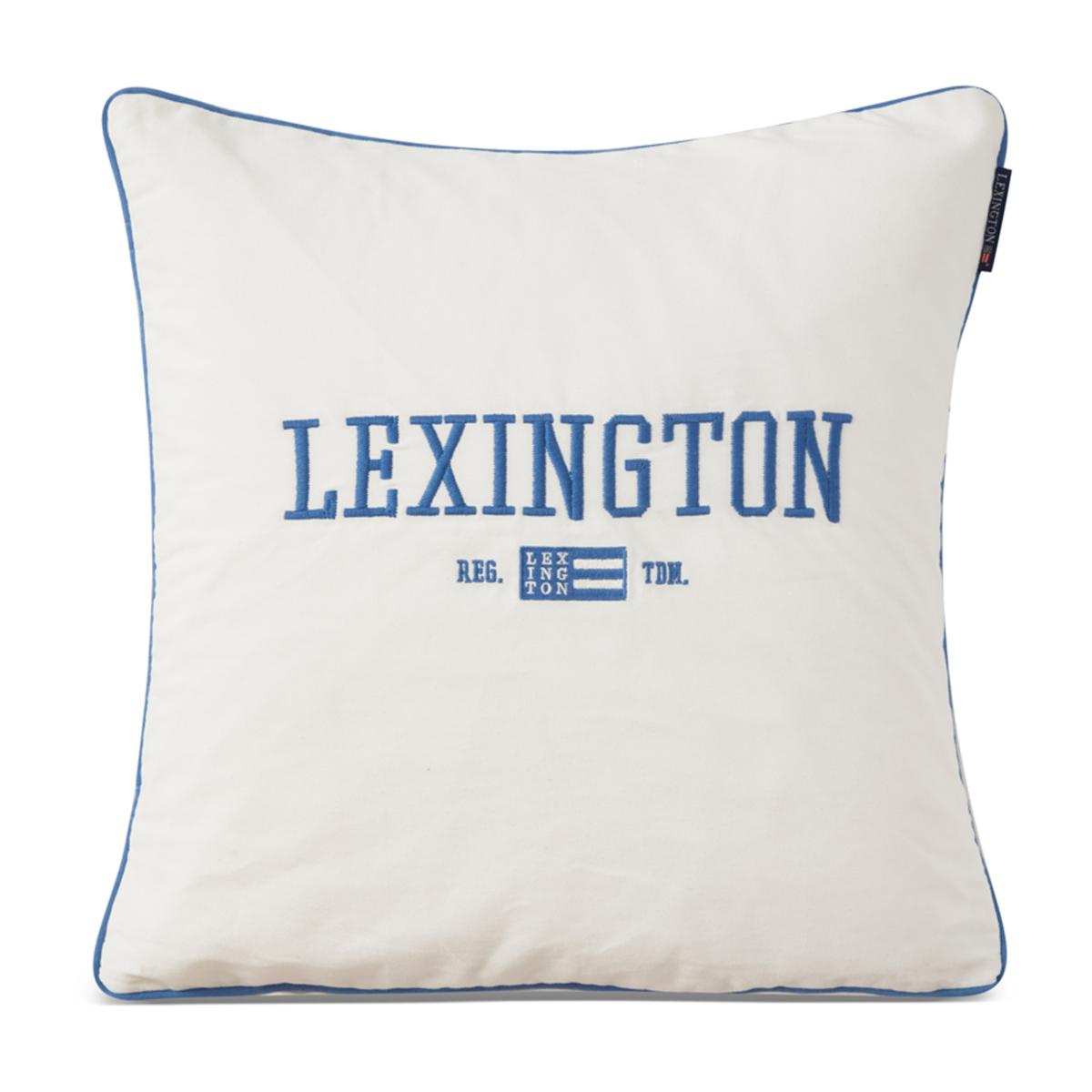 Lexington Logo Organic Cotton Twill cushion cover 50x50 cm White-blue – image 2