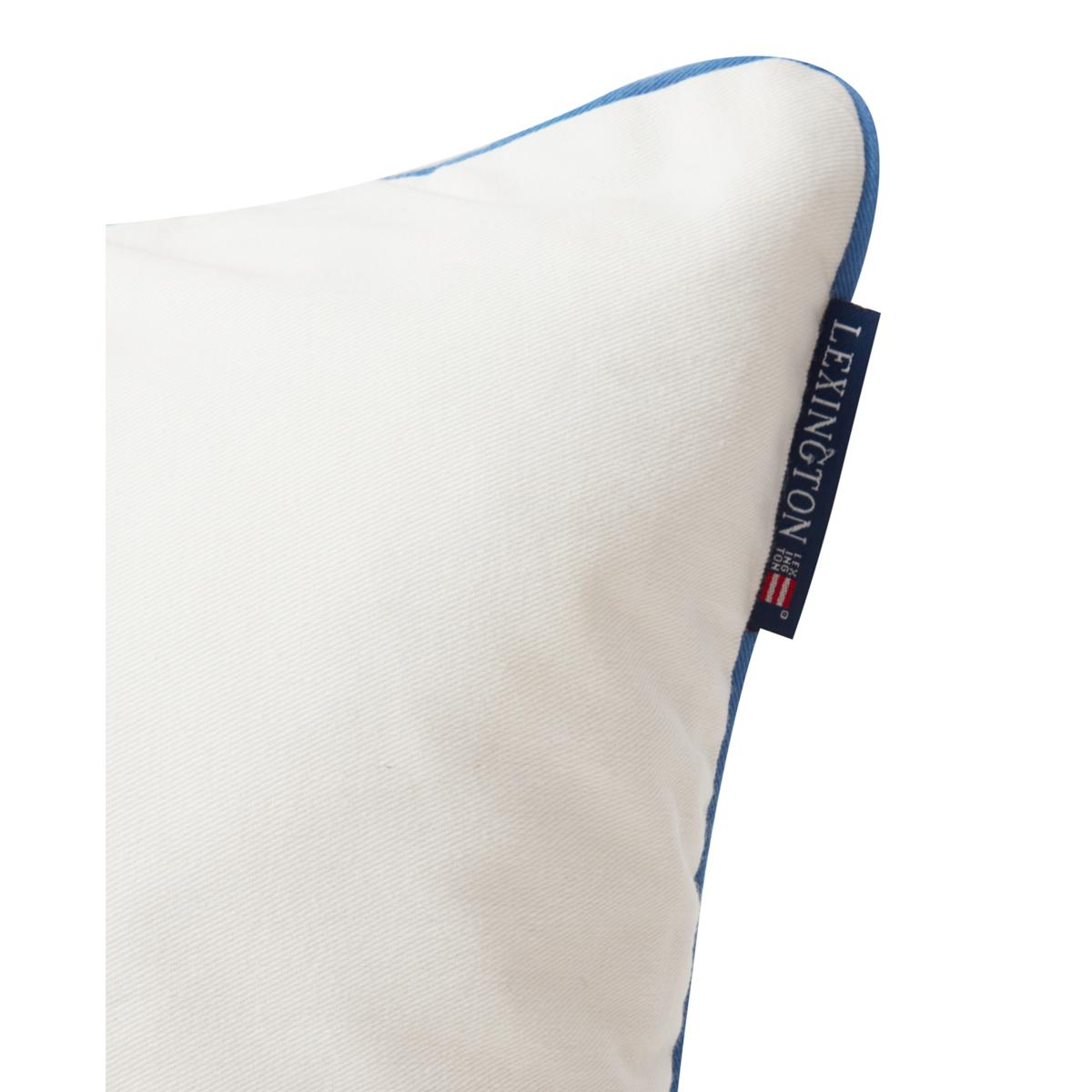 Lexington Logo Organic Cotton Twill cushion cover 50x50 cm White-blue – image 3