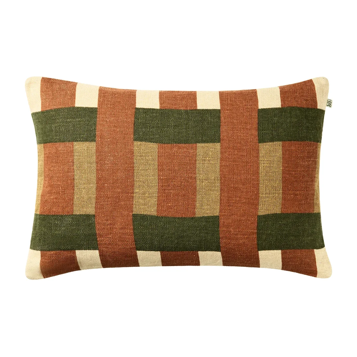 Chhatwal & Jonsson Benaras cushion cover Apricot Orange-Khaki-Cactus Green 40x60 cm – image 1
