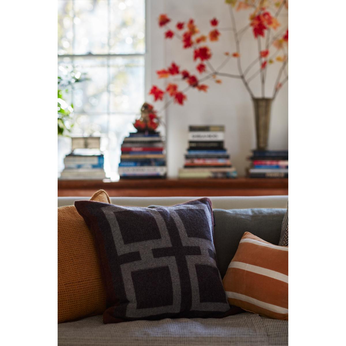 Lexington Graphic Recycled Wool cushion cover 50x50 cm Dark grey-white-brown – image 3