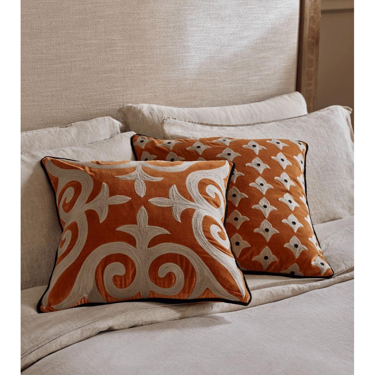 OKA, Iridos Cushion Cover - Persimmon, Cushion Covers, Velvet, Patterned – image 2
