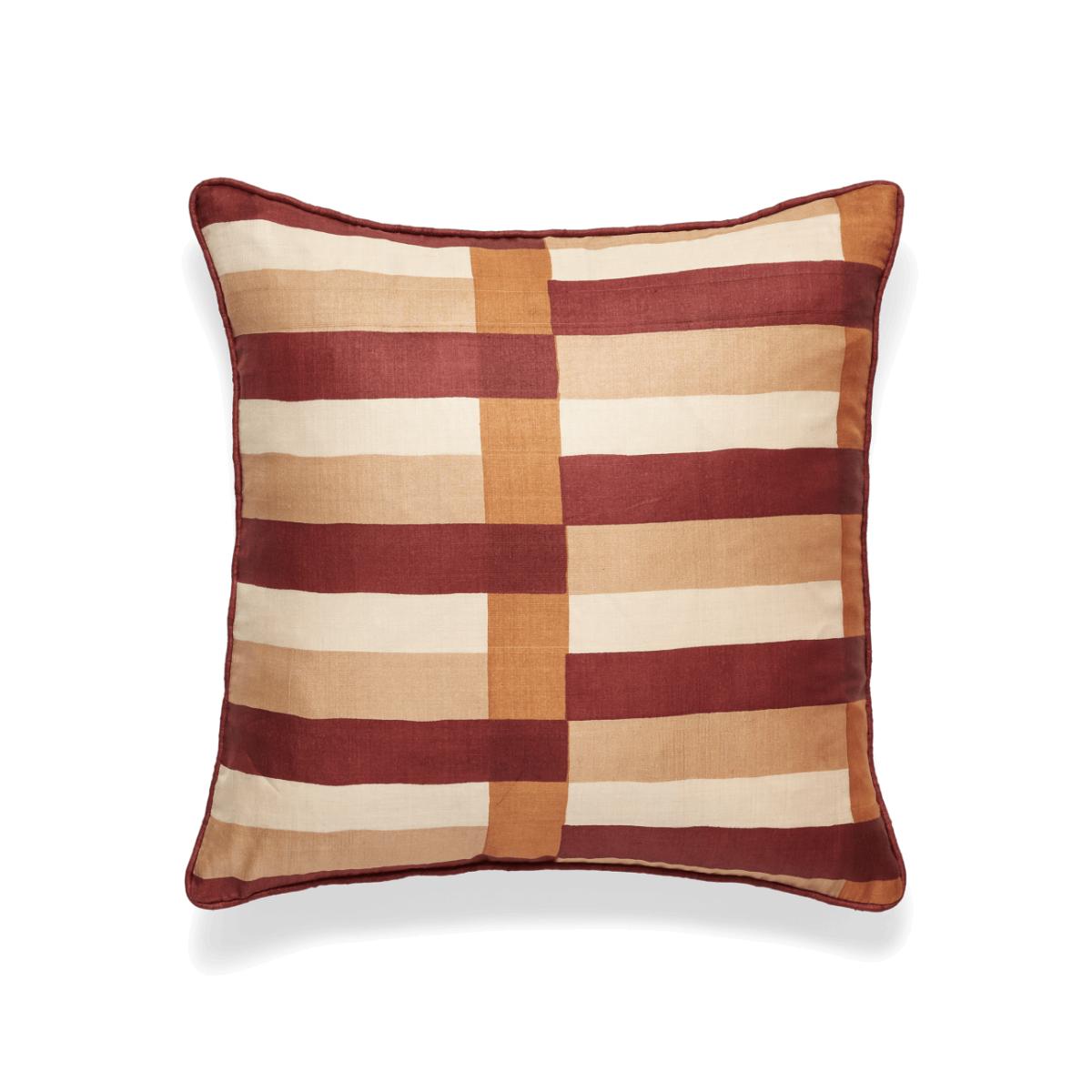 OKA, Triband Cushion Cover - Maple Red/Natural, Cushion Covers, Silk, Striped – image 1