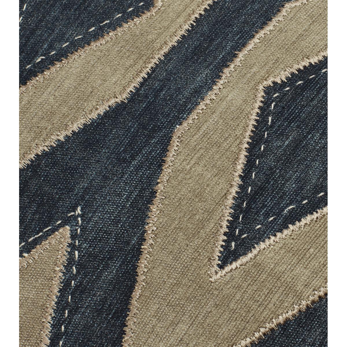 OKA, Bela Appliqué Cushion Cover - Blue/Natural, Cushion Covers, Cotton, Geometric/Textured – image 3