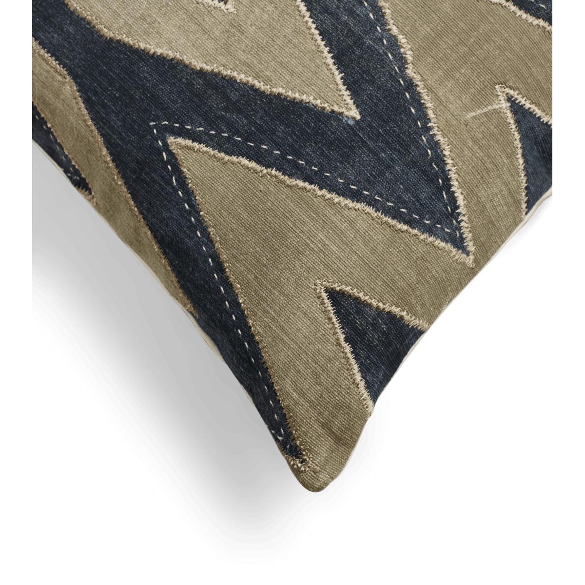 OKA, Bela Appliqué Cushion Cover - Blue/Natural, Cushion Covers, Cotton, Geometric/Textured – image 4