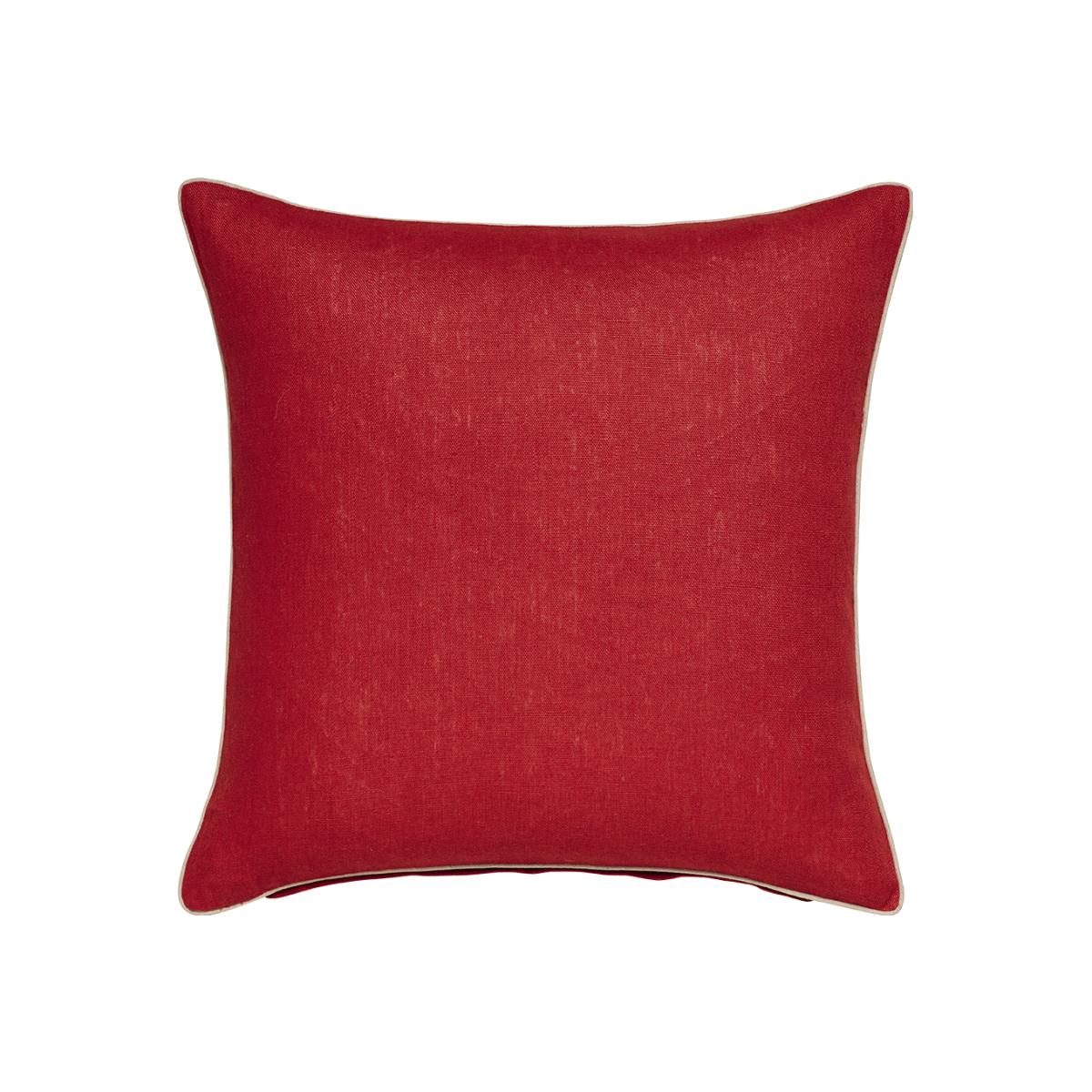 Loose Linen Cushion Cover - Maple Red/Natural