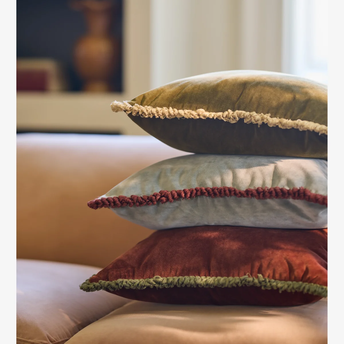 OKA, Elveden Velvet Cushion - Celadon, Cushion Cover – image 1