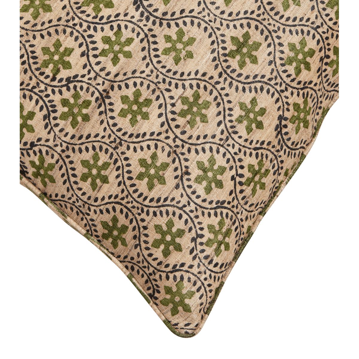 OKA, Cyma Cushion Cover - Green / Natural, Cushion Covers, Silk, Floral – image 4