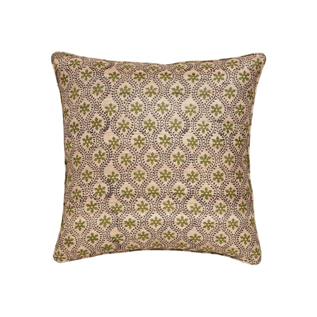 OKA, Cyma Cushion Cover - Green / Natural, Cushion Covers, Silk, Floral – image 1