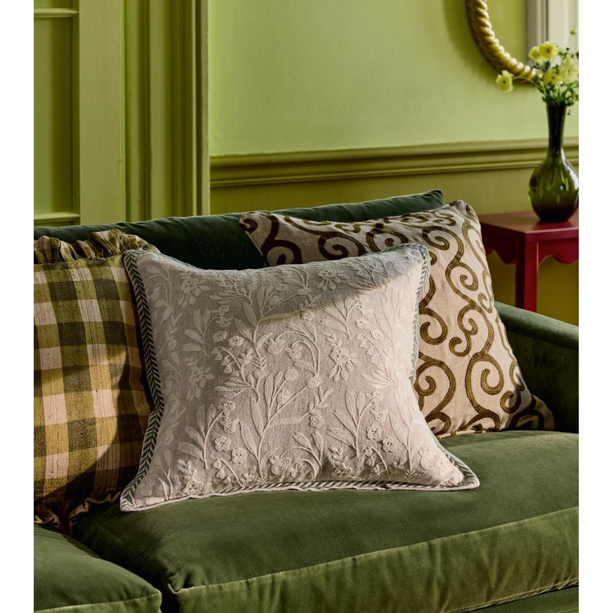 OKA, Ria Cushion Cover - Spruce, Cushion Covers, Linen, Embroidered – image 4