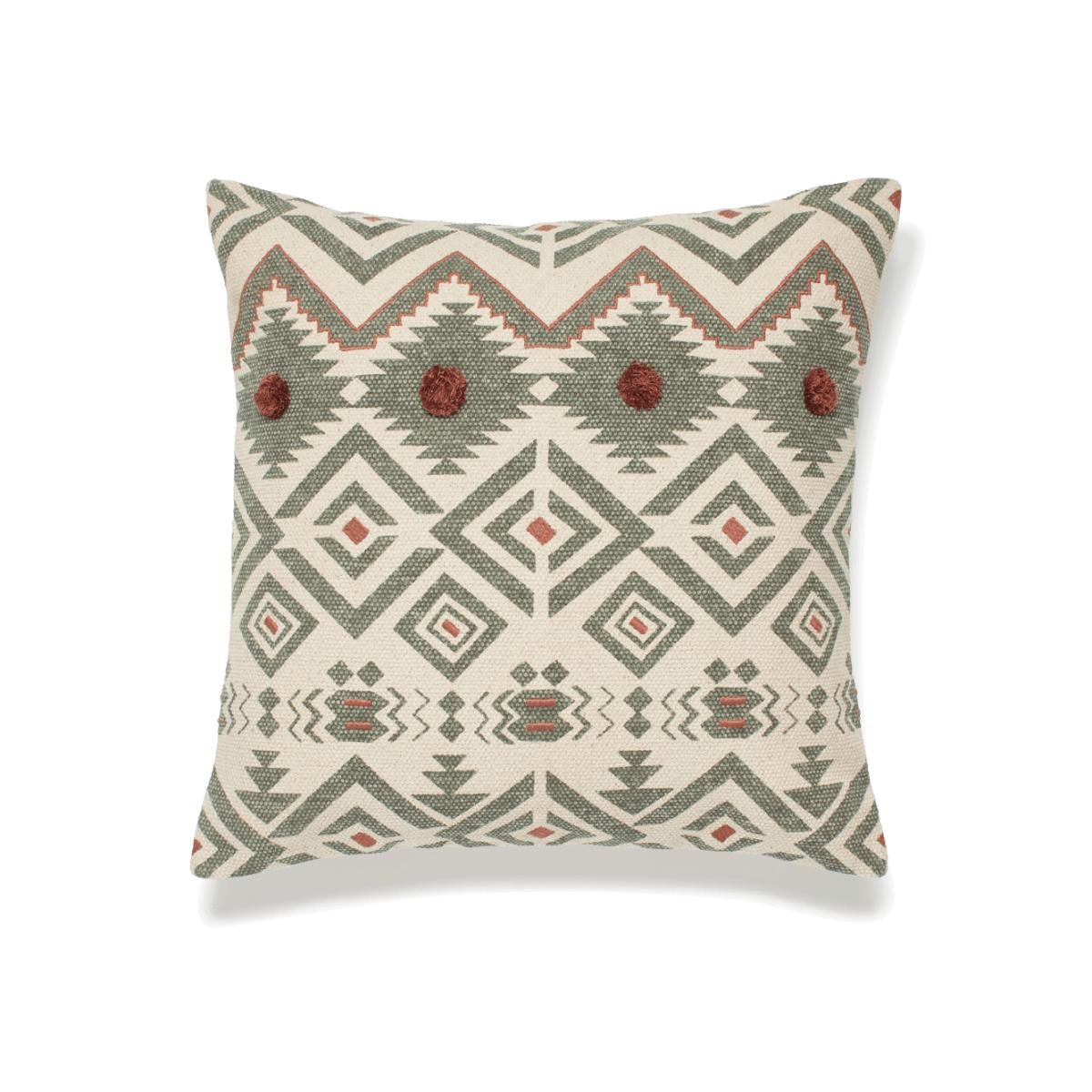 OKA, Yuma Cushion Cover - Lake Green, Cushion Covers, Cotton, Geometric – image 1