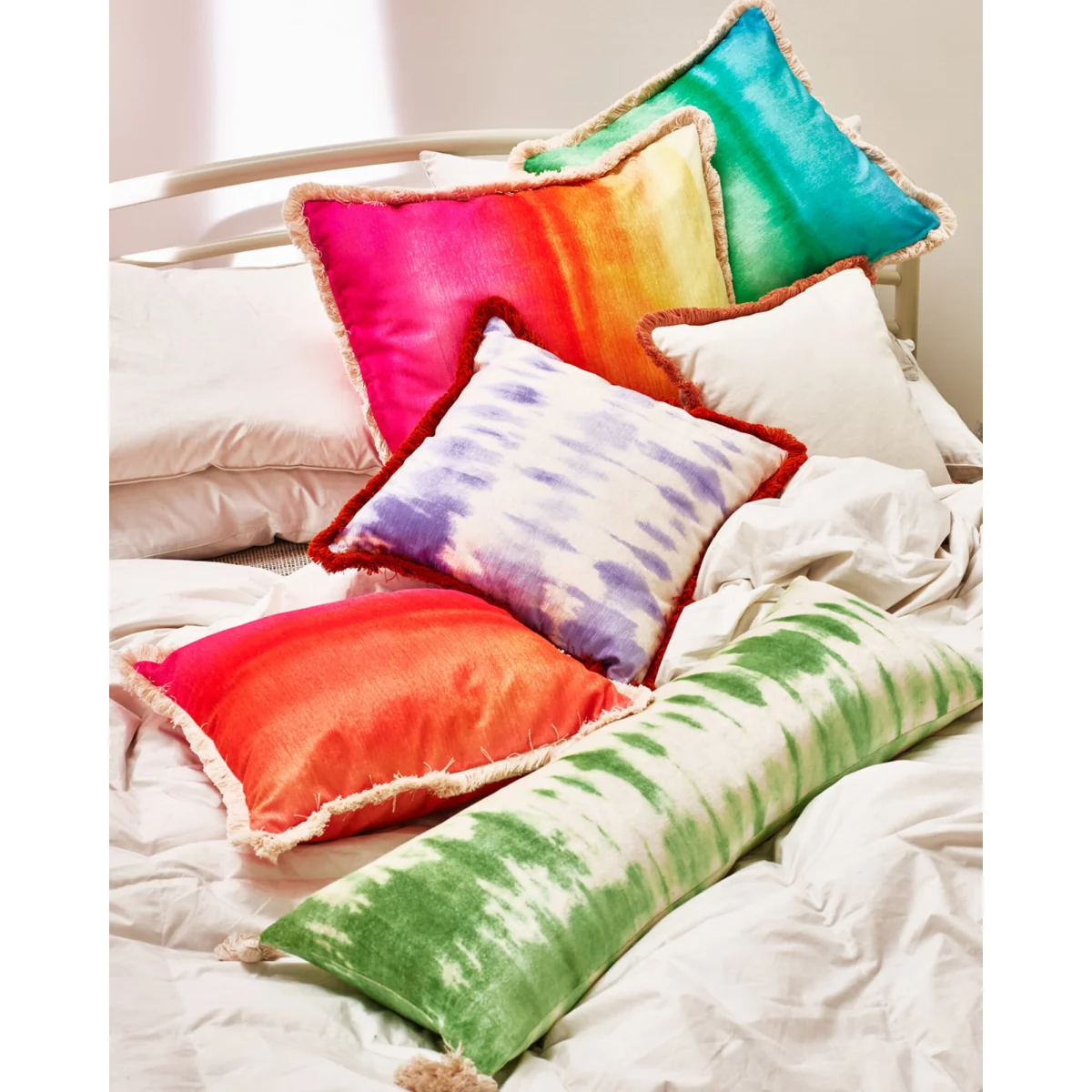Issey Velvet Fringed White Cushion Cover 45x45cm – image 3
