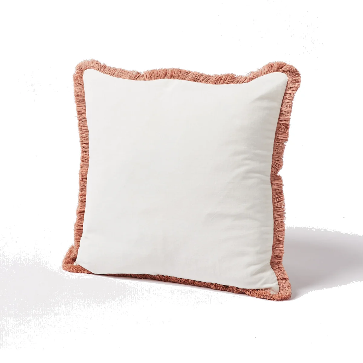 Issey Velvet Fringed White Cushion Cover 45x45cm – image 1