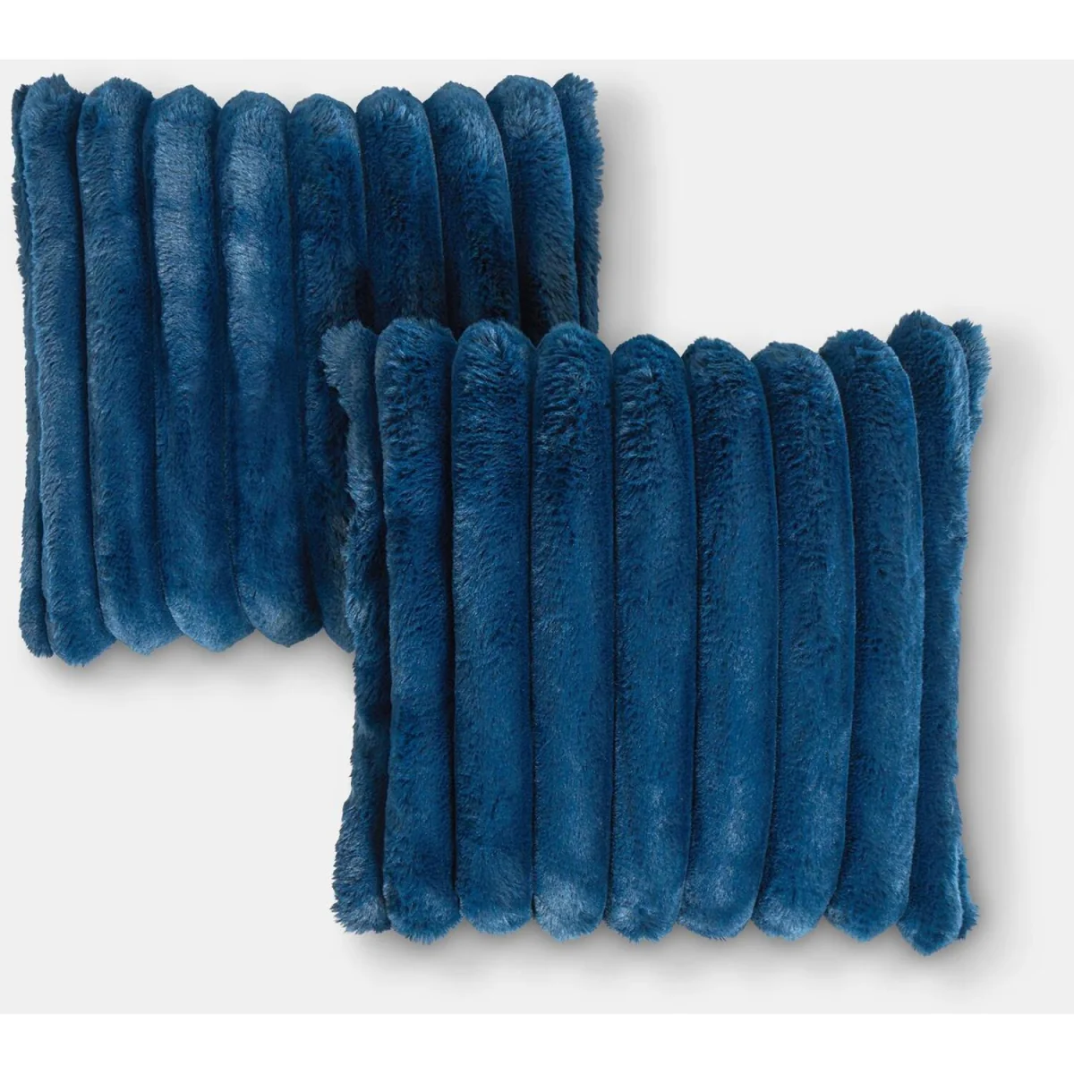 OHS Jumbo Faux Fur Rib Cushion Covers - Navy / Machine Washable at 30°C – image 4