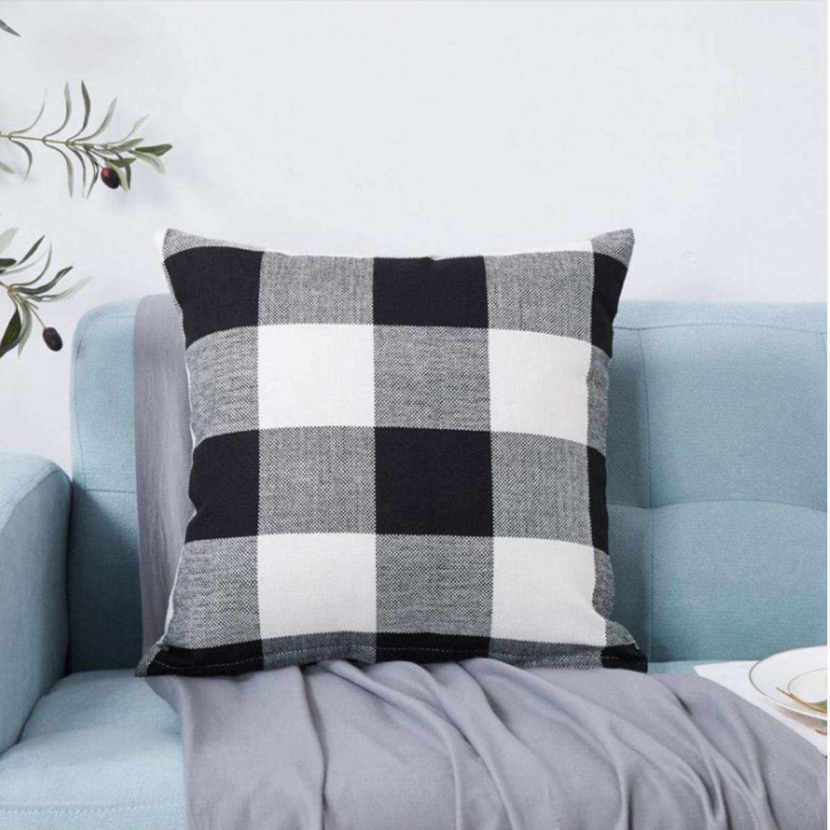 Check Cotton Cushion Covers 45x45cm - Cream – image 2
