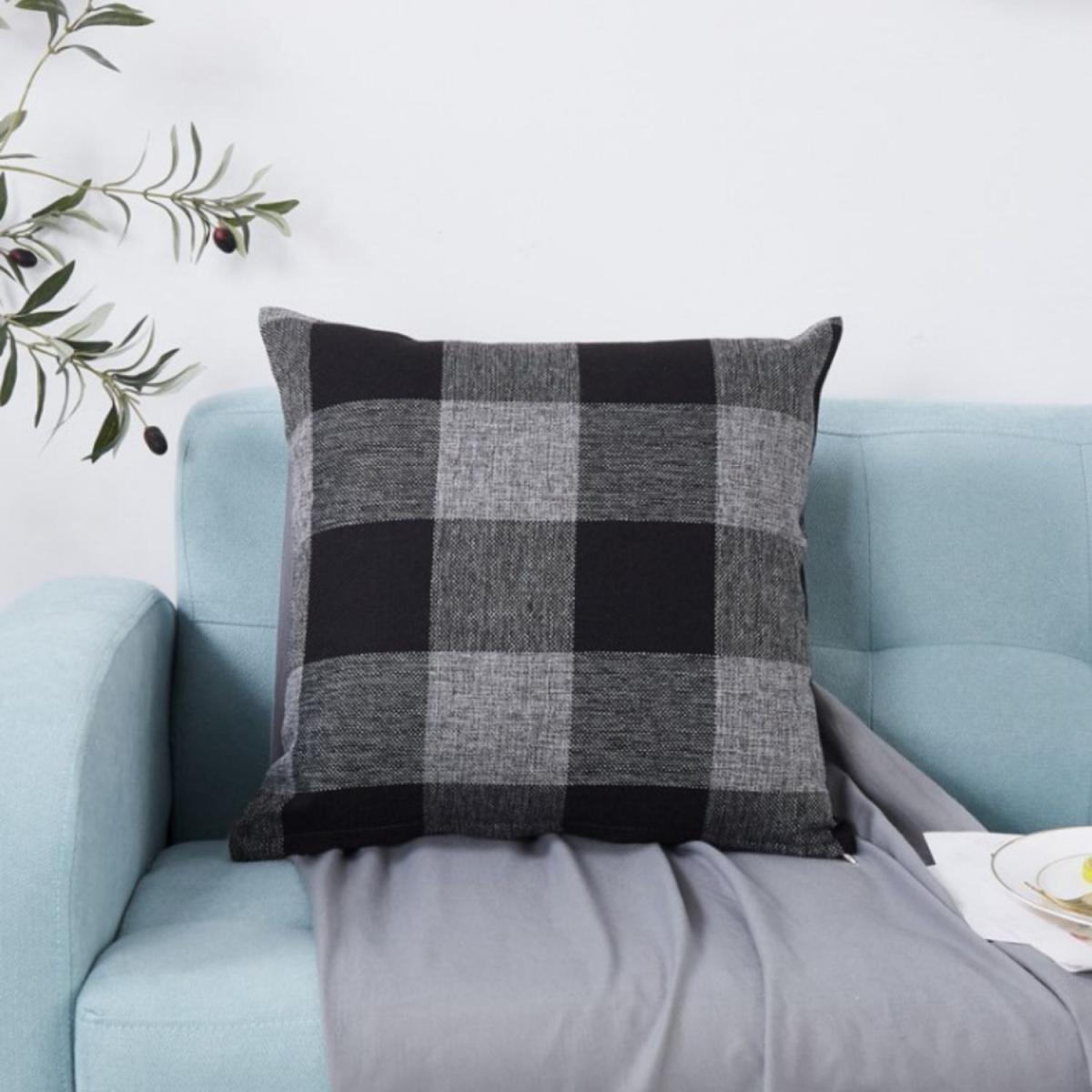 Check Cotton Cushion Covers 45x45cm - Cream – image 3