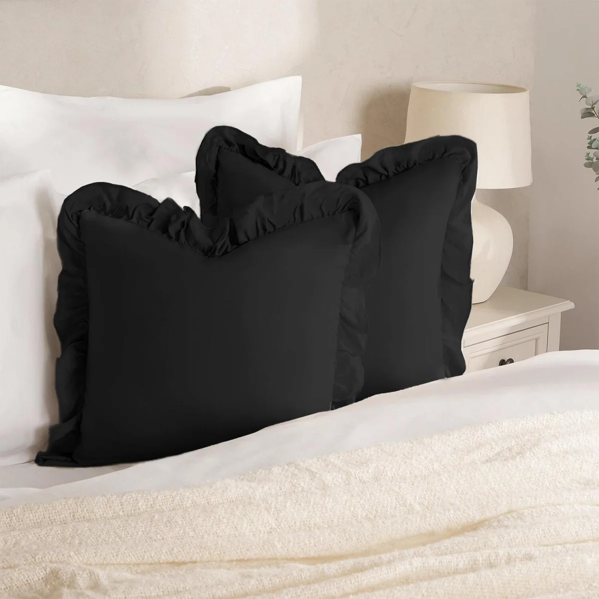 OHS Gingham Check Frill Cushion Covers - Black / Machine Washable at 30°C / 2 – image 6