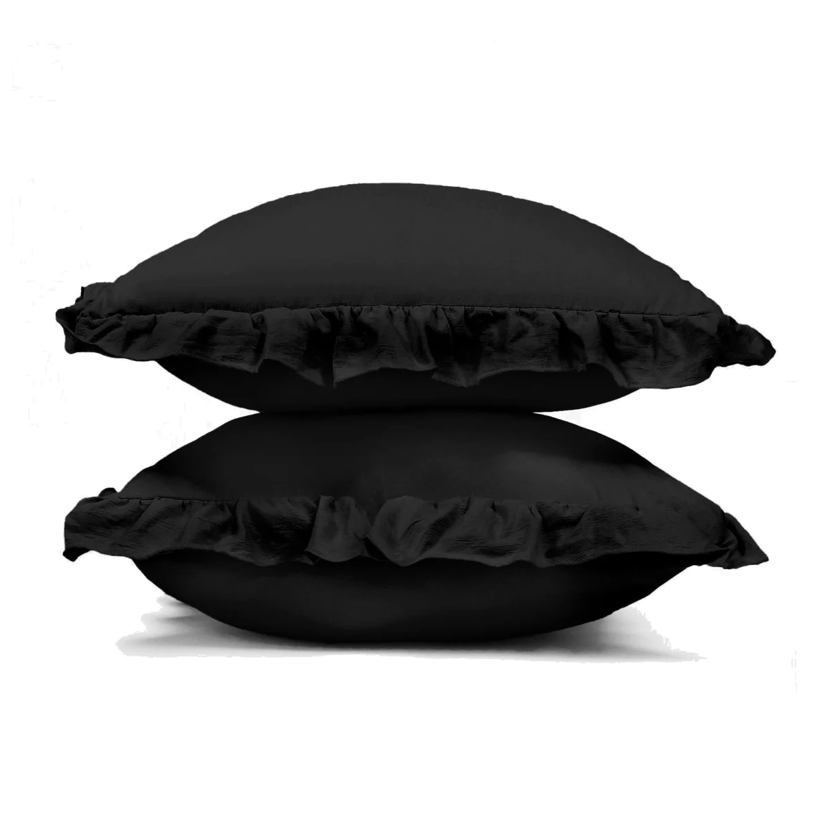 OHS Gingham Check Frill Cushion Covers - Black / Machine Washable at 30°C / 2 – image 1