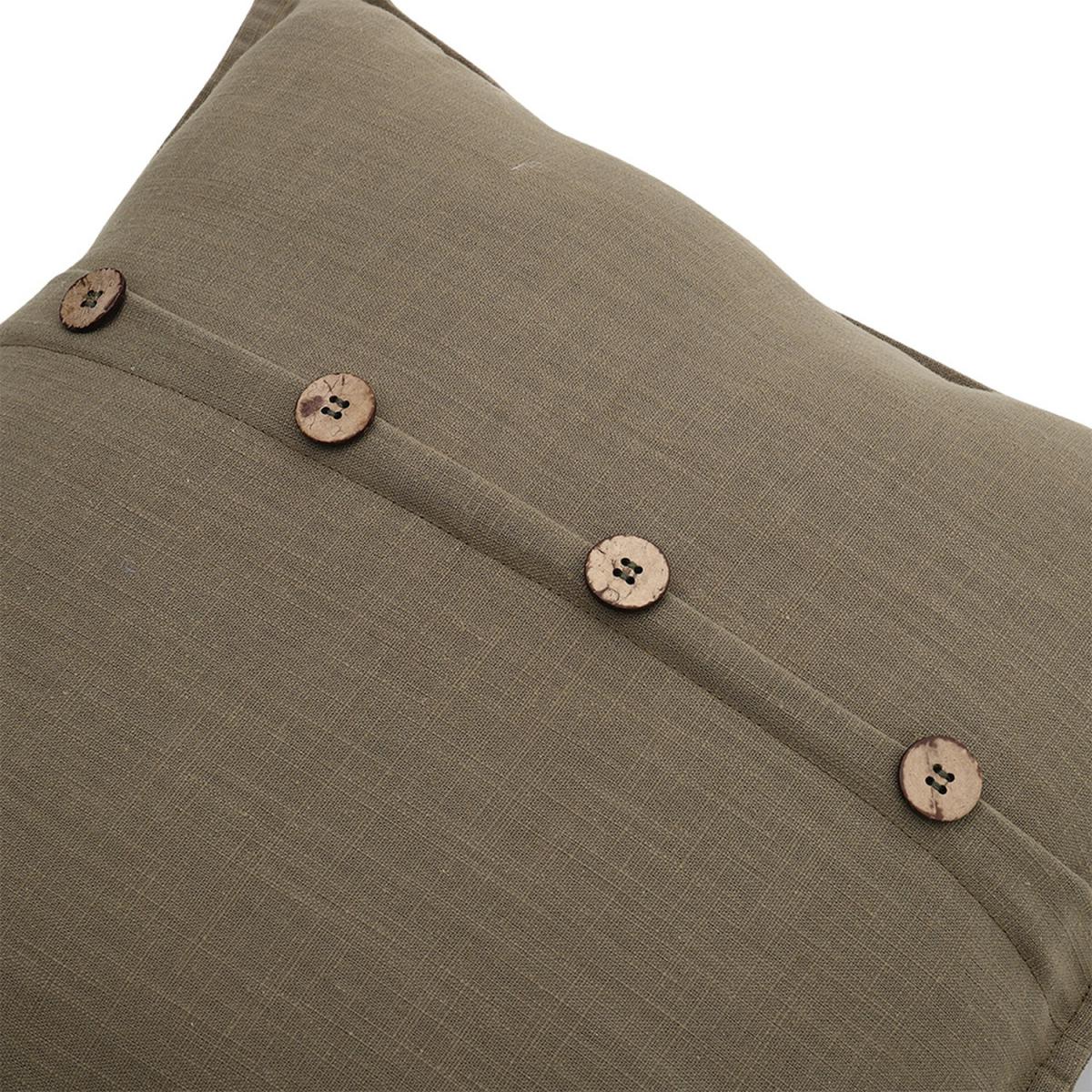 Button Cotton Linen Throw Pillow Cover - Green – image 2