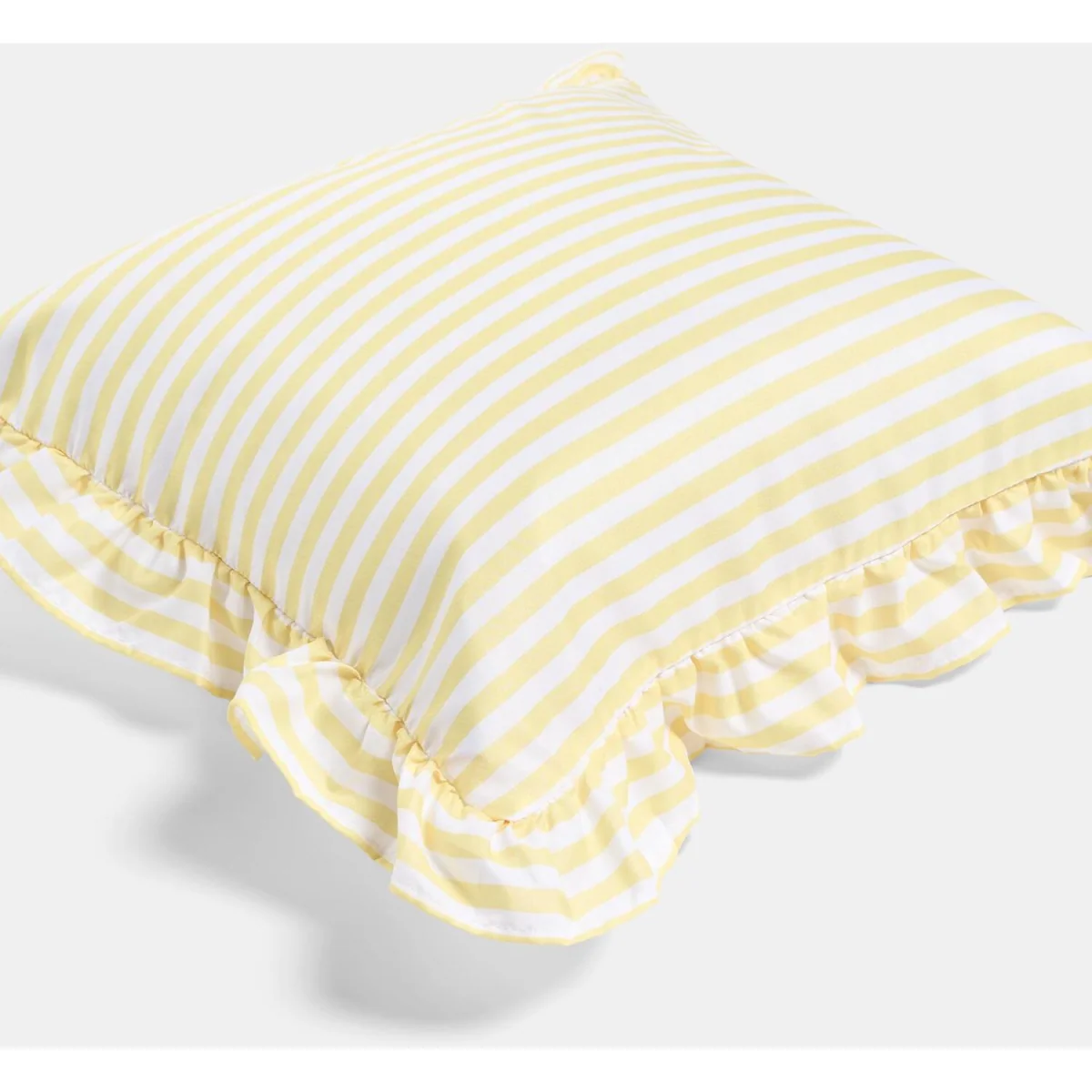 OHS Striped Frill Cushion Covers - Lemon / Machine washable at 40°C. Tumble dry friendly. Do not bleach or iron. – image 4