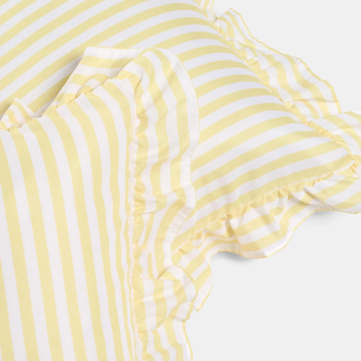 OHS Striped Frill Cushion Covers - Lemon / Machine washable at 40°C. Tumble dry friendly. Do not bleach or iron. – image 5