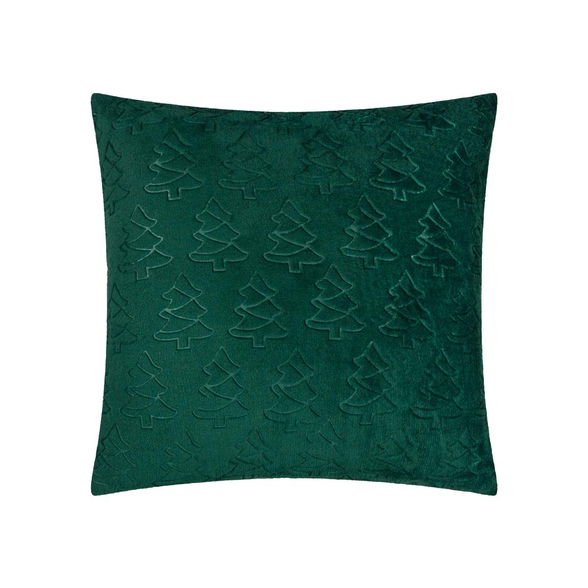 Festive Trees Embossed Cushion Cover - Emerald