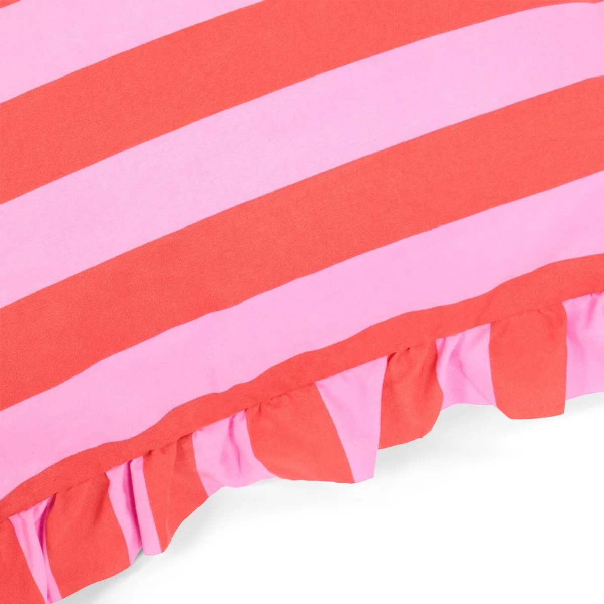 OHS Striped Frill Cushion Covers - Red/Pink / Machine washable at 30°C. Tumble dry friendly. Do not bleach or iron. – image 5