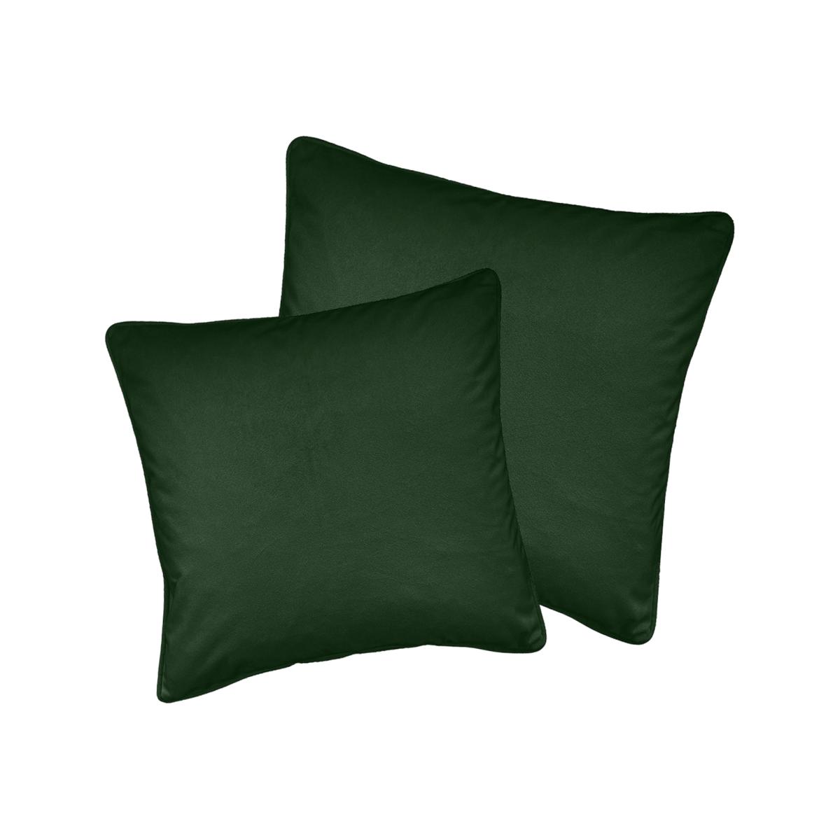 Pair of Soft Velvet Cushion Covers - Cases Only - Green / 43cm