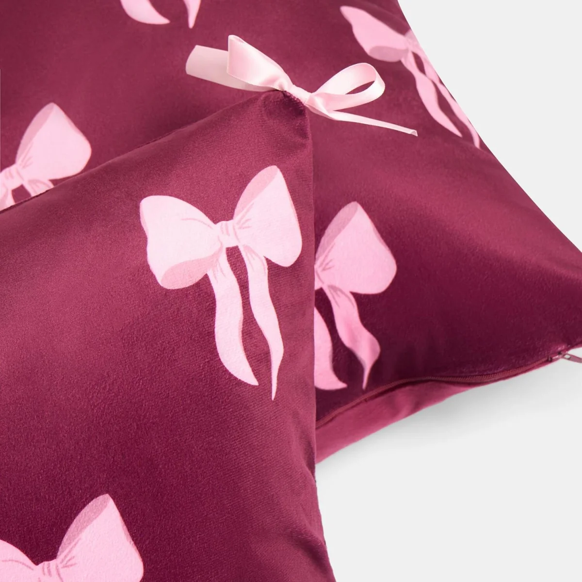 OHS Bow Print Cushion Covers - Burgundy / 45cm / 4 – image 2